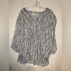 Rose & Olive Floral Blue Blouse